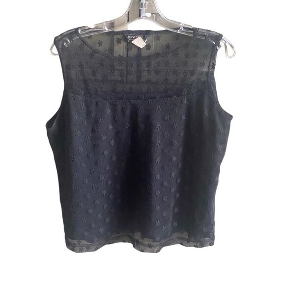 Impressions Black Embroidered Overlay Blouse. Size Medium. - Picture 1 of 6